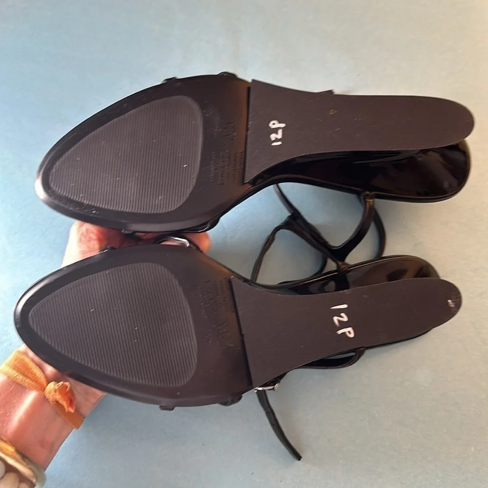 Zara Wedge Sandals — Black (Size 10)
